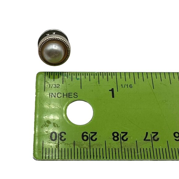 Faux Pearl Gold Tone Enamel Pin Brooch Accessory Handbag Purse Suit Collar - Picture 7 of 7